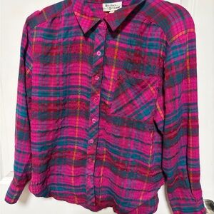 Western Connection Women's Pink Plaid Button Down Shirt